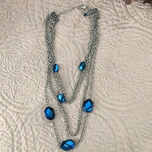 Silver and blue fashion necklace